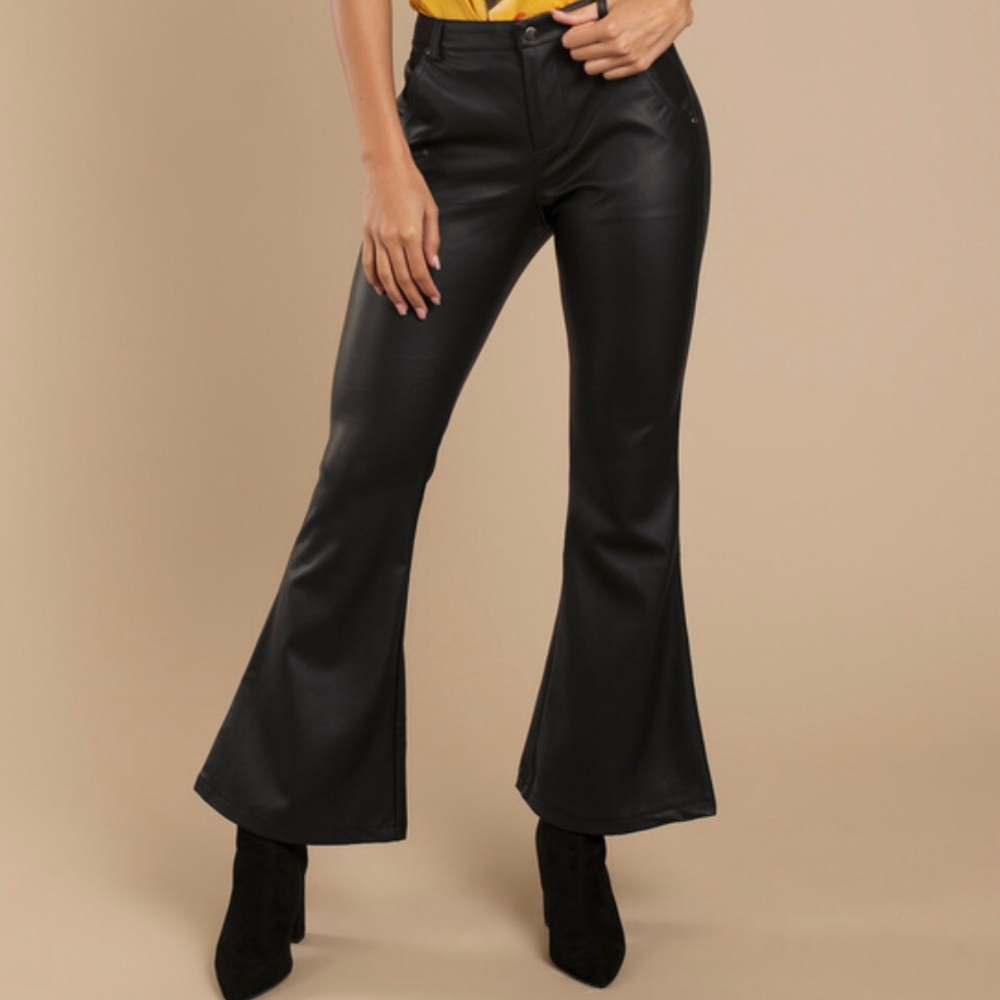 Faux leather flare pants